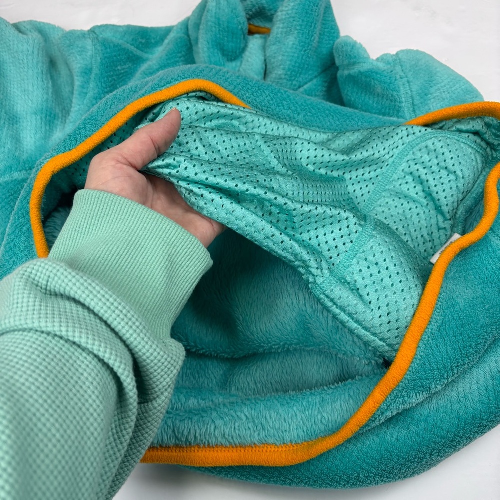 Patagonia Synchilla Thermal Pro Fleece Pullover Teal Yellow Womens XL Pocket NEW - Picture 5 of 11